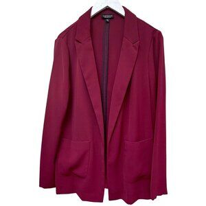 TOPSHOP Blazer Size 8 Red Boyfriend Jacket Top Shop Relaxed Open Front Career